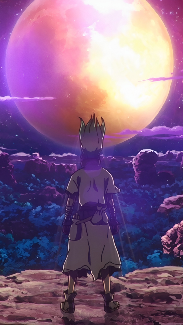 Senku Ishigami, Dr. Stone, Taiju Ok, Anime, Licht. Wallpaper in 750x1334 Resolution