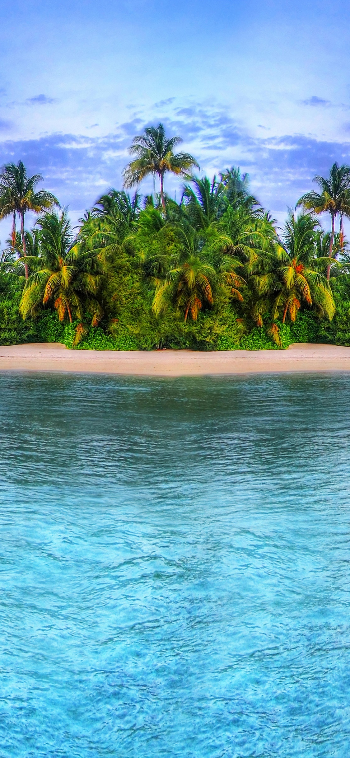 Green Palm Trees on Island During Daytime. Wallpaper in 1125x2436 Resolution