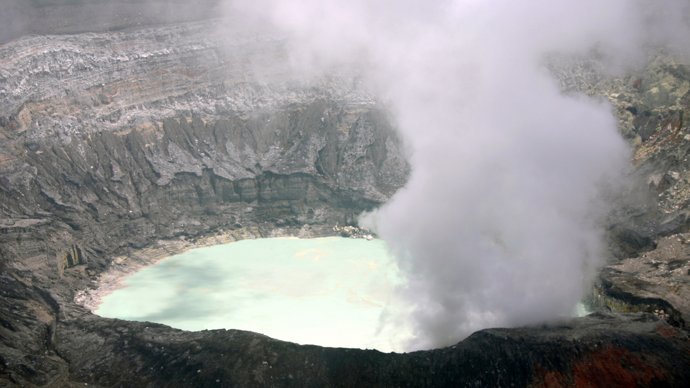 Black Mountain With White Clouds. Wallpaper in 1366x768 Resolution