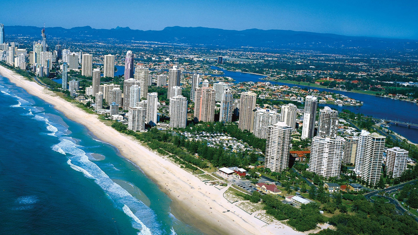海岸, 城市, 鸟瞰图, 一天, 悉尼 壁纸 1366x768 允许