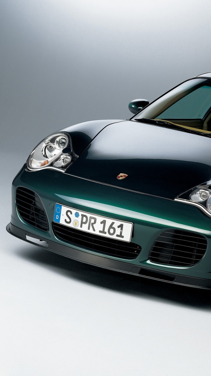 Porsche 911 Negro Sobre Fondo Gris. Wallpaper in 720x1280 Resolution