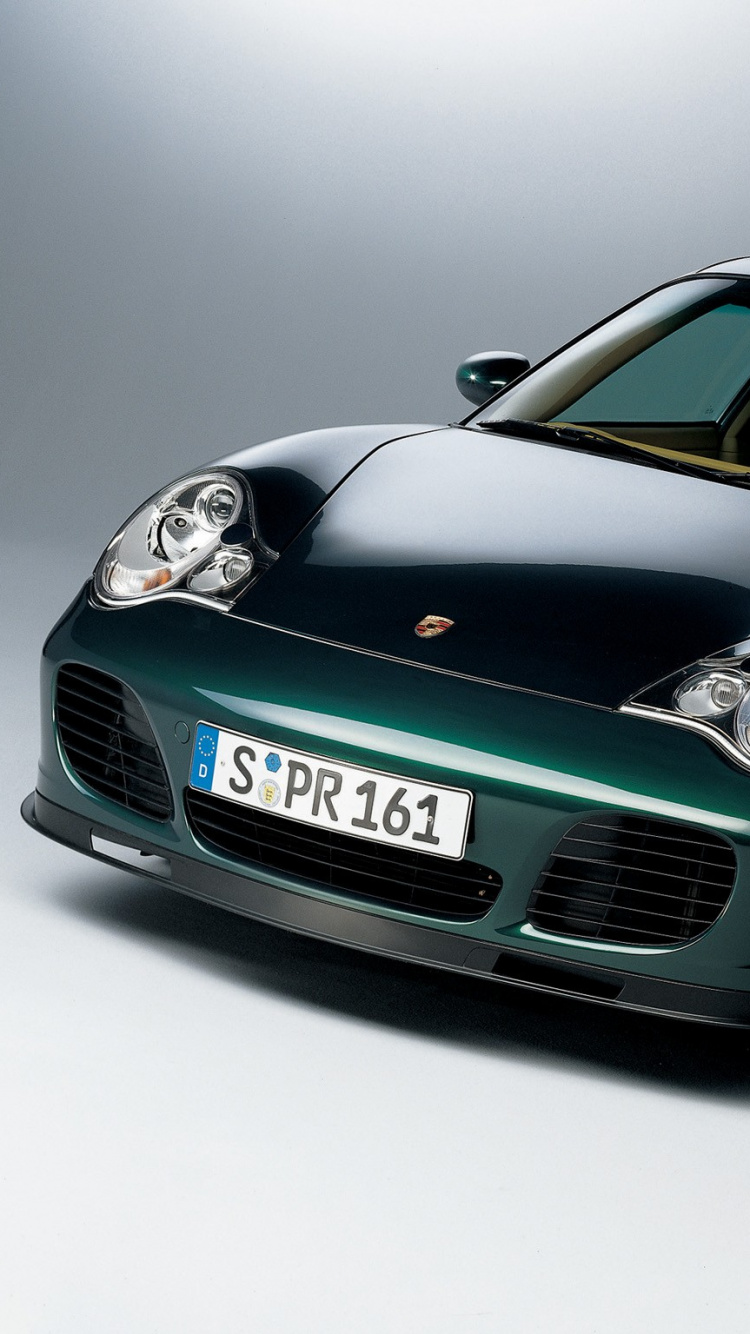 Black Porsche 911 on Gray Background. Wallpaper in 750x1334 Resolution