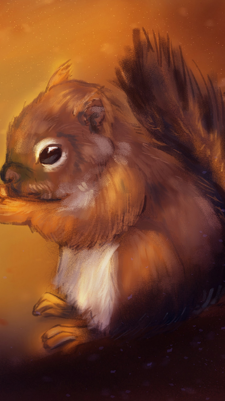 Brown and White Squirrel Painting. Wallpaper in 750x1334 Resolution
