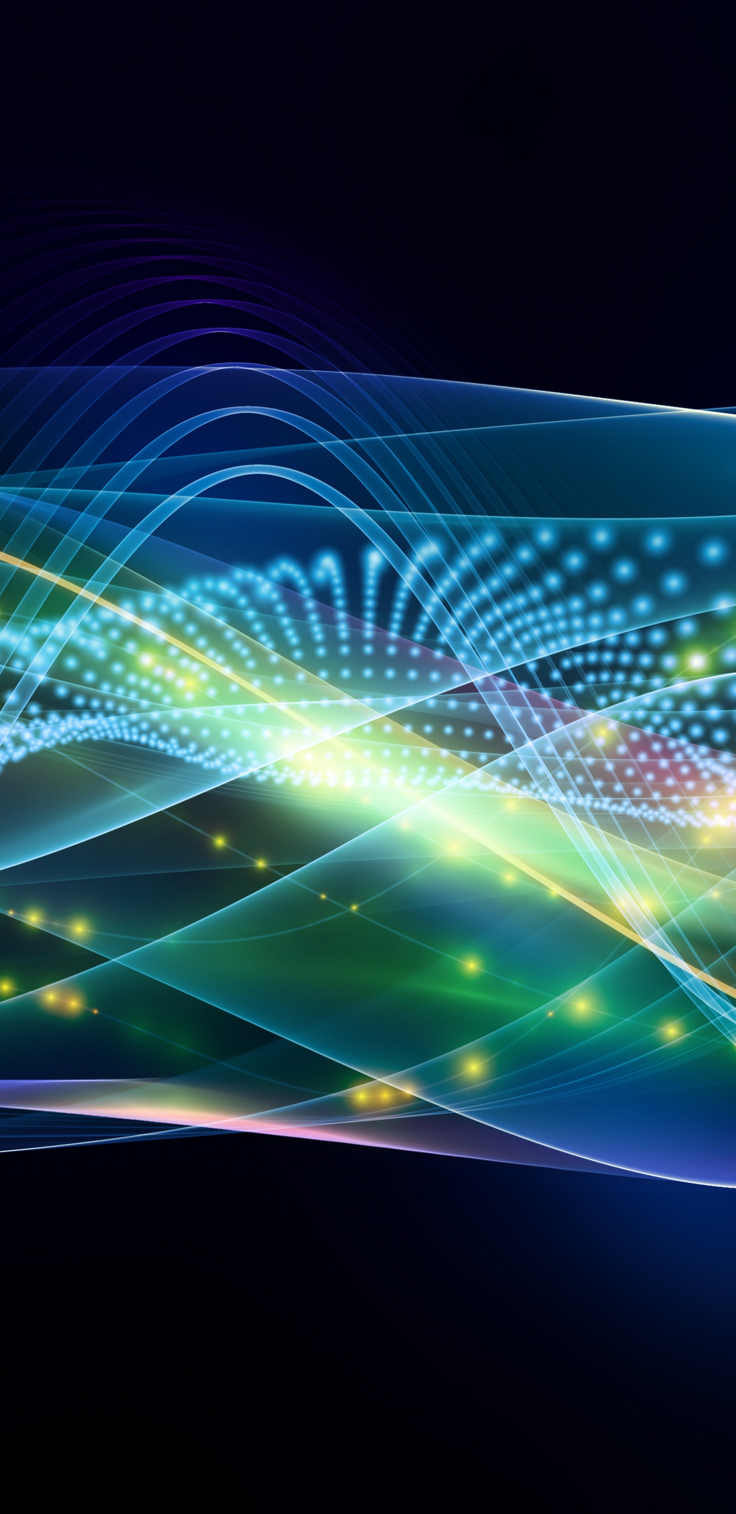 Blue and Yellow Lights on Black Background. Wallpaper in 1440x2960 Resolution