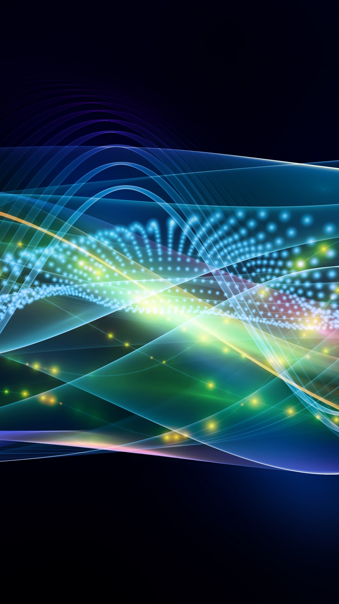 Lumières Bleues et Jaunes Sur Fond Noir. Wallpaper in 1080x1920 Resolution