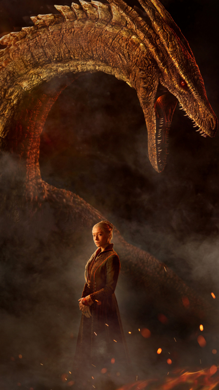 Haus Des Drachen 2022 Poster, Haus Des Drachen, Rhaenyra Targaryen, George RR Martin, Dragon. Wallpaper in 750x1334 Resolution