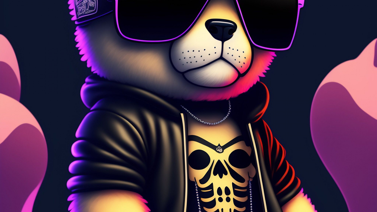 Cartoon Bear, Pink, Violet, Magenta, Eyewear. Wallpaper in 1280x720 Resolution