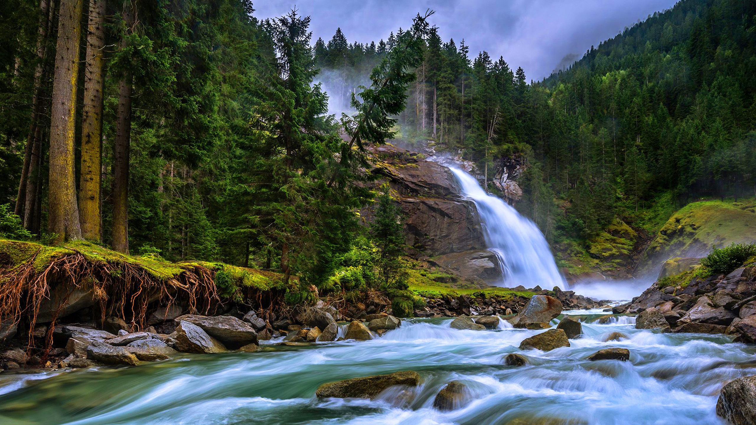 Waterfalls in Forest During Daytime. Wallpaper in 2560x1440 Resolution