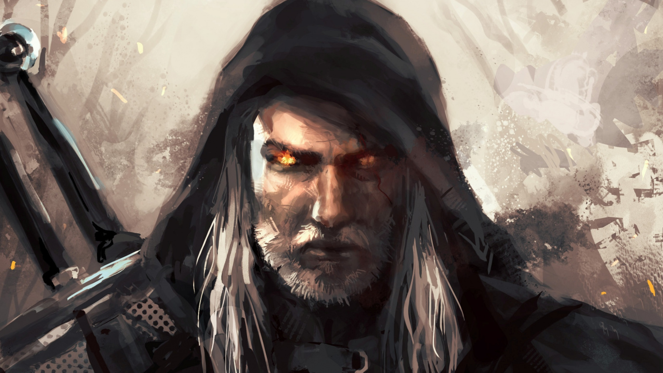 The Witcher 3 Wild Hunt, Geralt de Rivia, The Witcher, Humanos, Barba. Wallpaper in 1366x768 Resolution