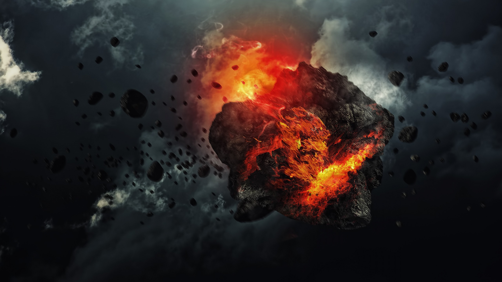 Illustration de Feu Orange et Noir. Wallpaper in 1920x1080 Resolution