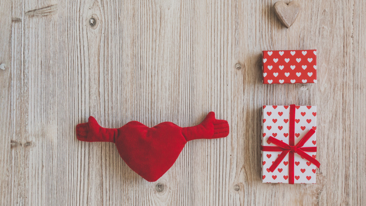 Cœur, Cadeau, Red, Amour, le Jour de Valentines. Wallpaper in 1280x720 Resolution