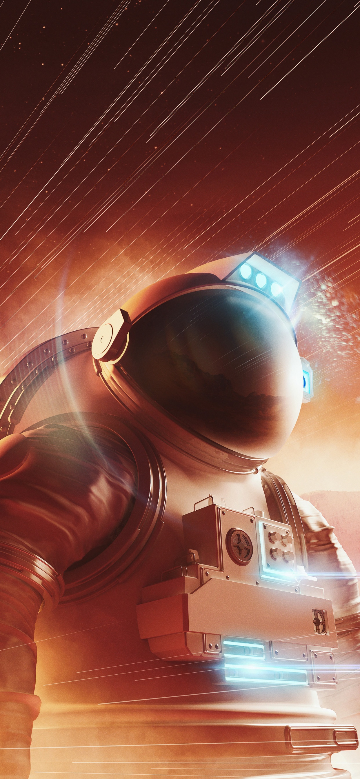 Proyector, Astronauta, Iluminación Automotriz, Arte, Llamarada de la Lente. Wallpaper in 1242x2688 Resolution