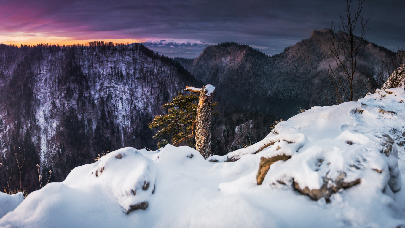 Naturlandschaft, Schnee, Winter, Natur, Einfrieren. Wallpaper in 1366x768 Resolution