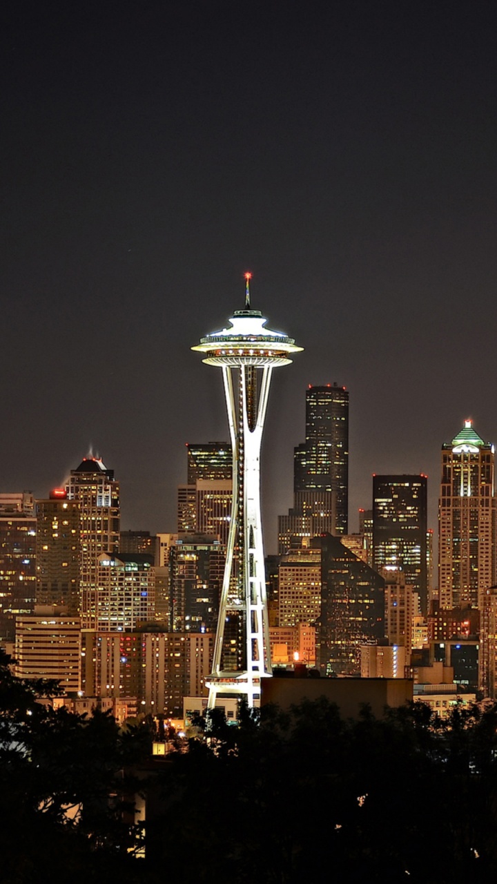 Torre Blanca y Negra Durante la Noche. Wallpaper in 720x1280 Resolution