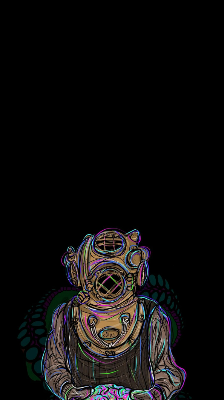 Astronaute, Amoled, Art, Obscurité, Espace. Wallpaper in 750x1334 Resolution