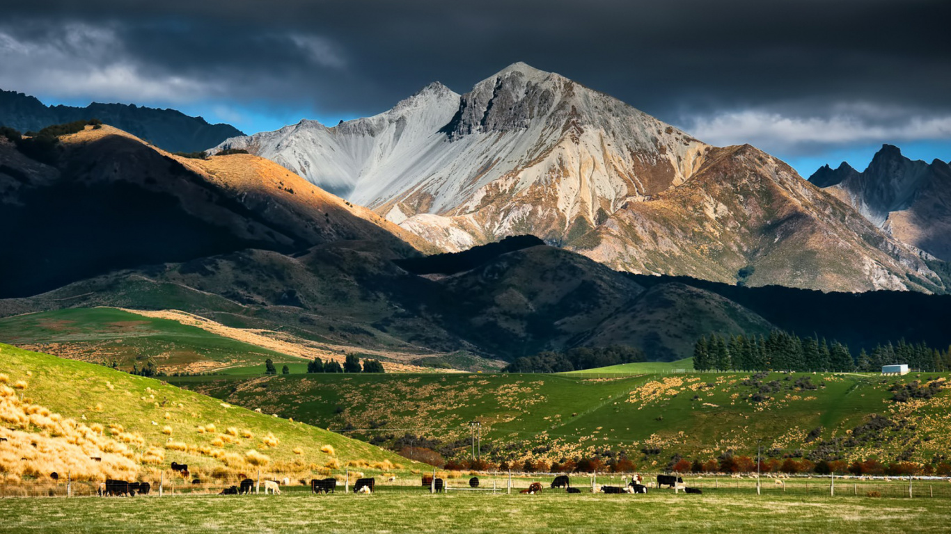 Neuseeland Landschaft, Neuseeland, Cloud, Ökoregion, Gr. Wallpaper in 1366x768 Resolution