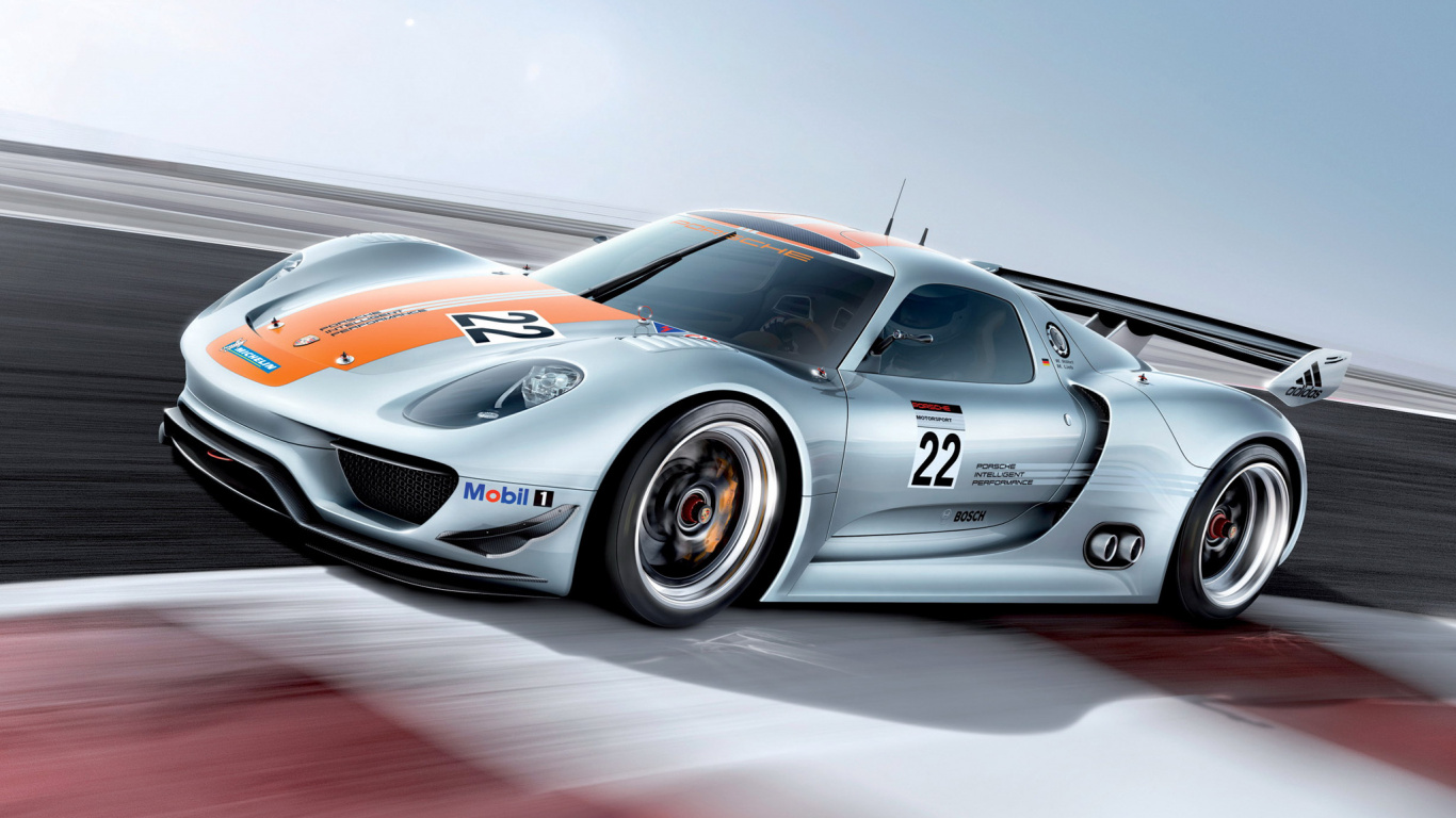 Weißer Und Roter Porsche 911. Wallpaper in 1366x768 Resolution