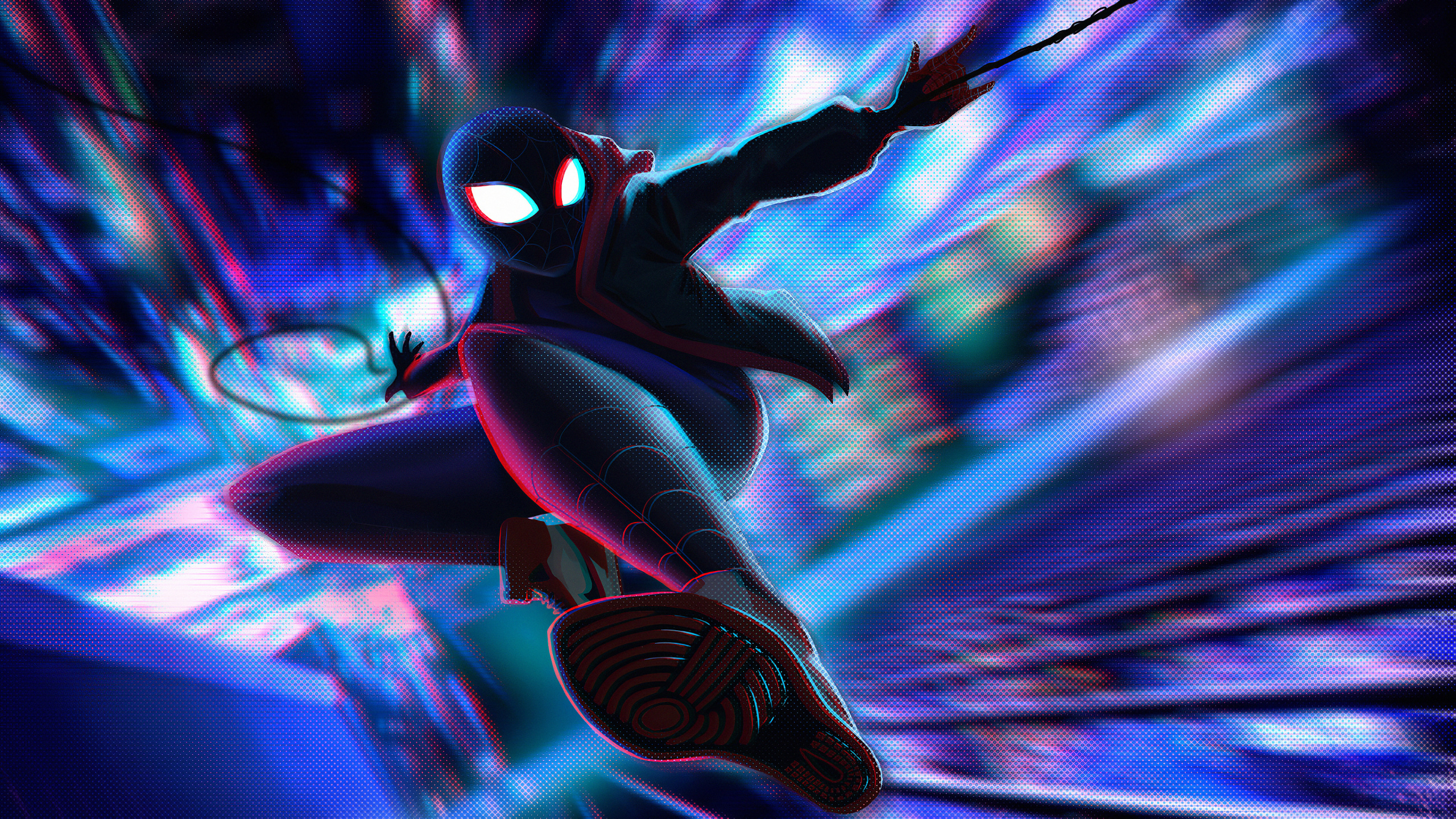 Miles Morales, Spider-man, Leistung, Purpur, Darstellende Kunst. Wallpaper in 2560x1440 Resolution