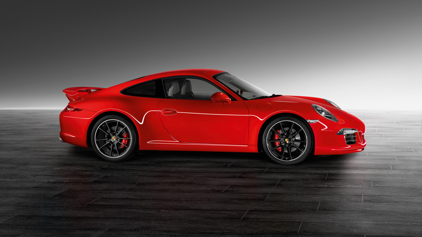 Roter Ferrari 458 Italia Auf Grauem Hintergrund. Wallpaper in 1366x768 Resolution