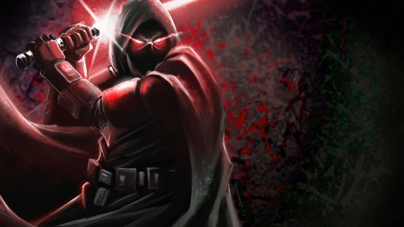 Red and Black Monster Illustration. Wallpaper in 1366x768 Resolution