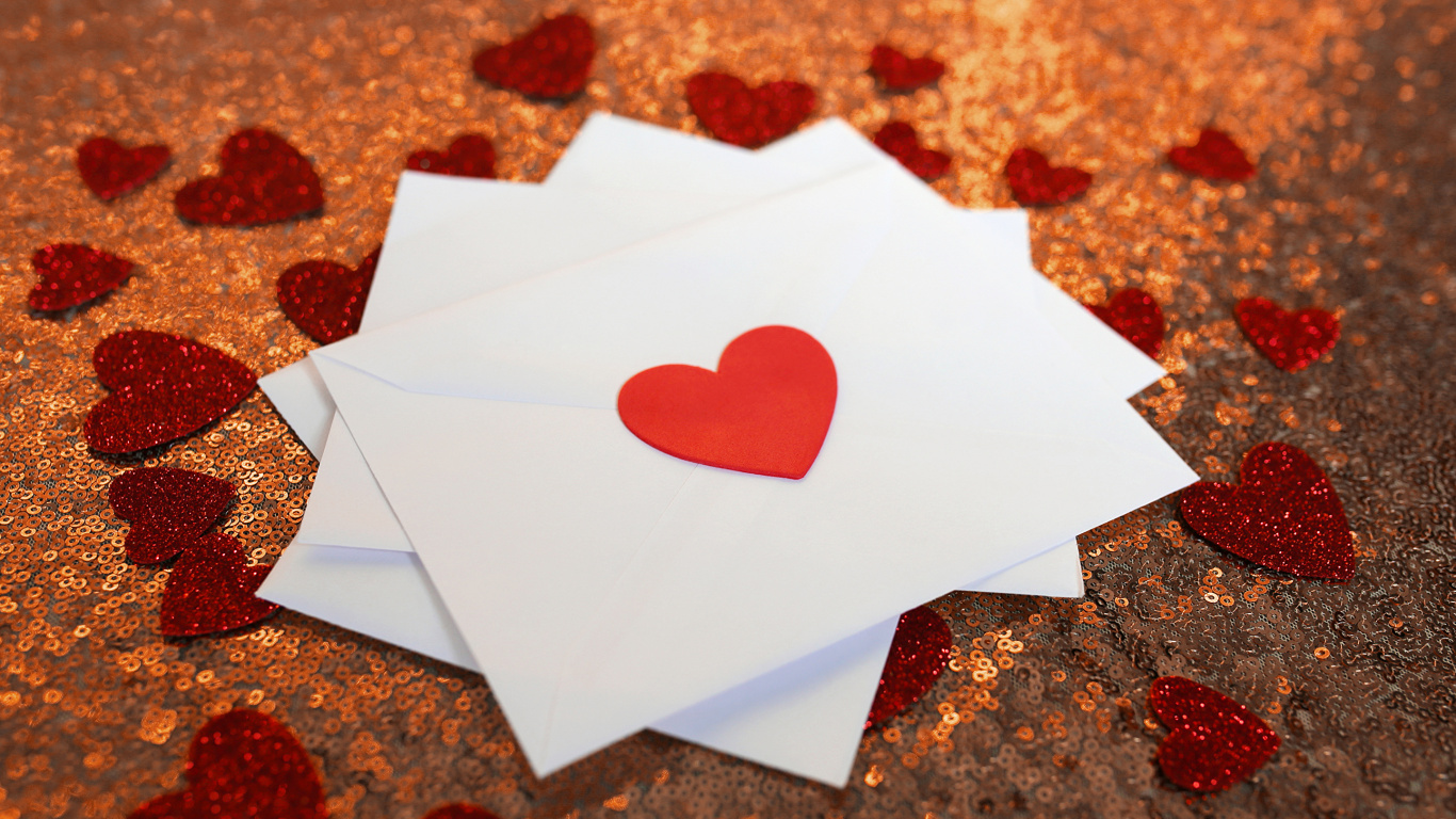 Valentines Day, Love Letter, Heart, Red, Love. Wallpaper in 1366x768 Resolution