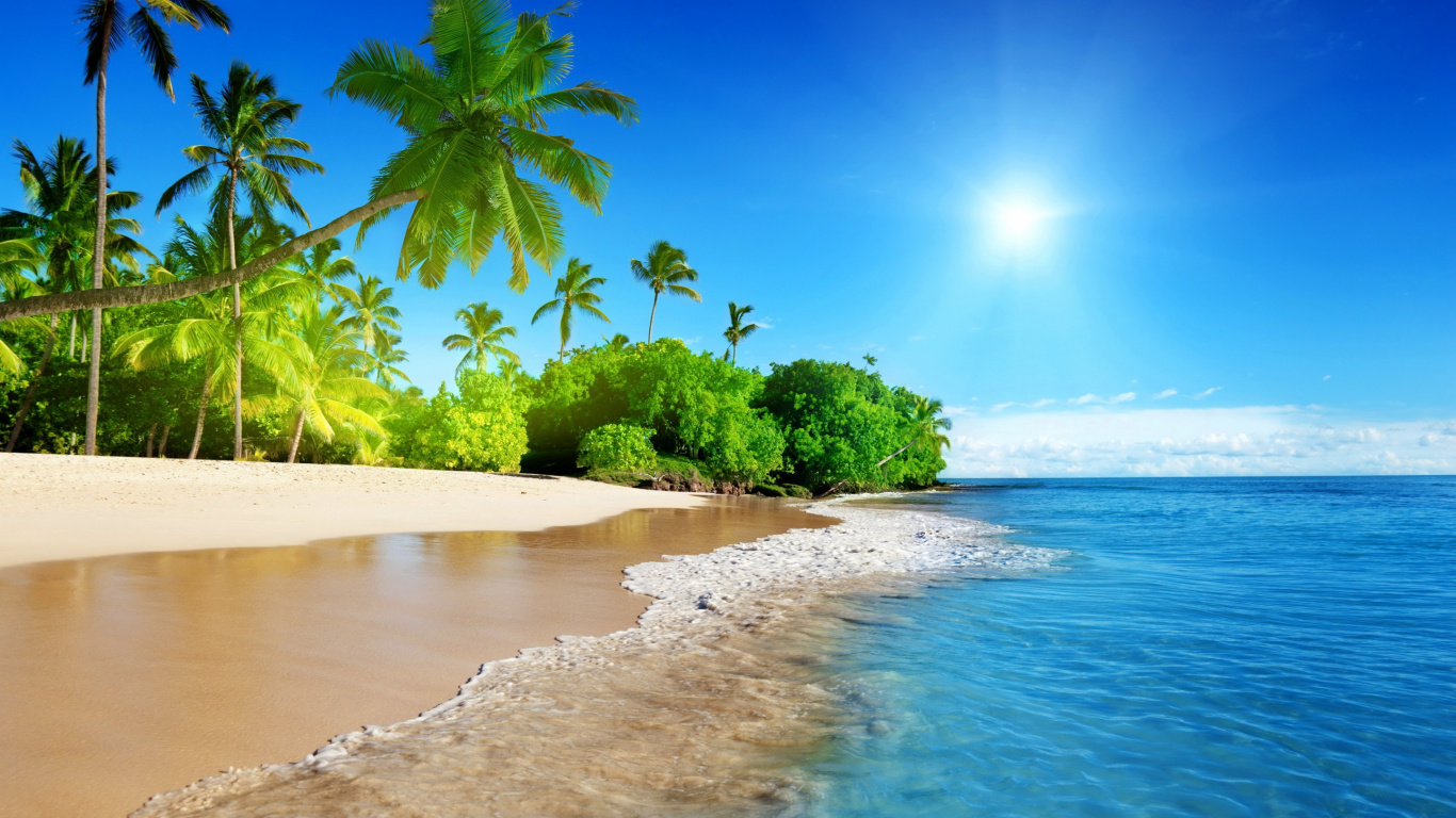 Plage, Rive, Tropique, Mer, Caraïbes. Wallpaper in 1366x768 Resolution