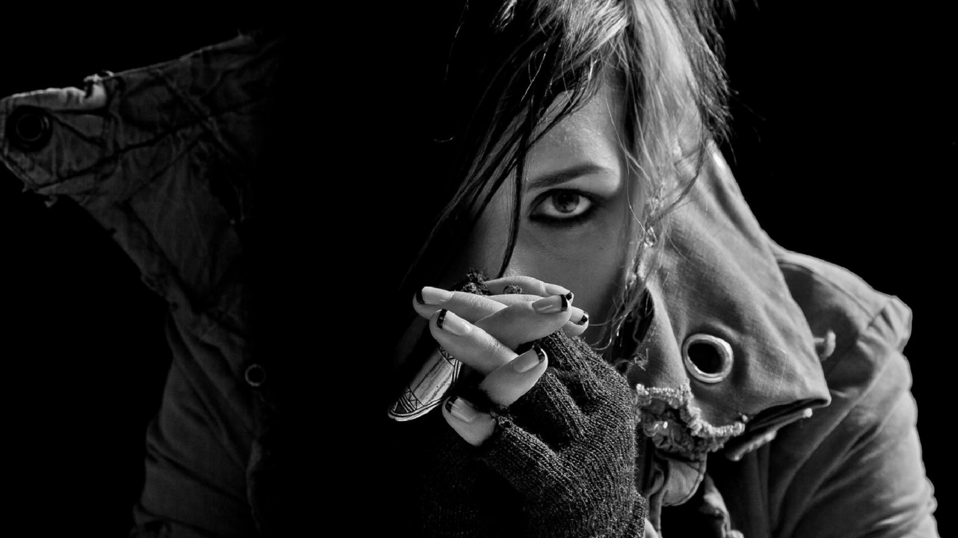 Schwarz, Monochrom-Fotografie, Schwarz Und Weiß, Mädchen, Portraitfotografie. Wallpaper in 1366x768 Resolution