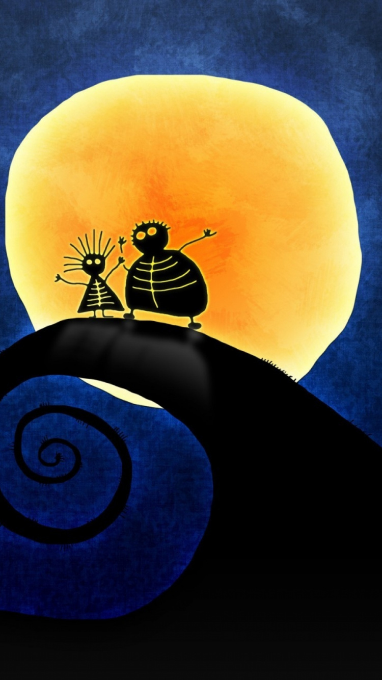 Personne en Veste Noire Debout Sur L'illustration de la Lune Bleue. Wallpaper in 750x1334 Resolution