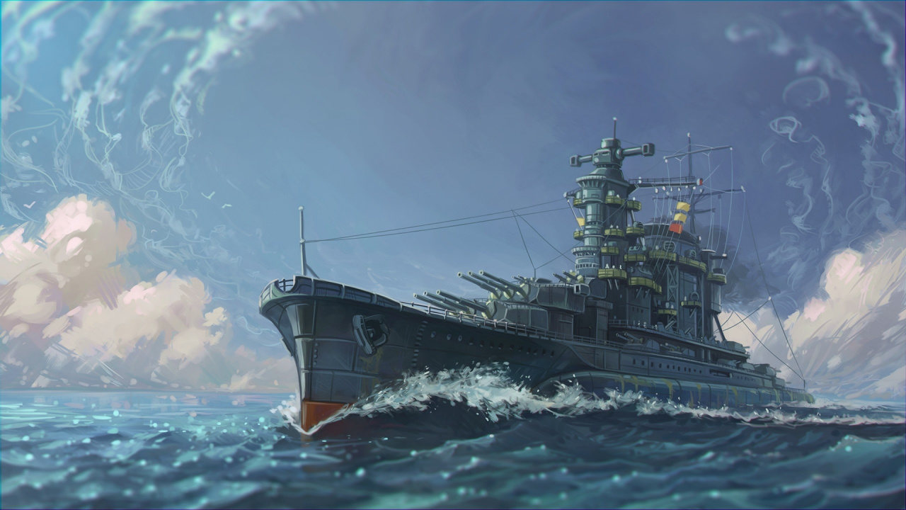 Art, Warship, Digital Art, Painting, Ship. Wallpaper in 1280x720 Resolution