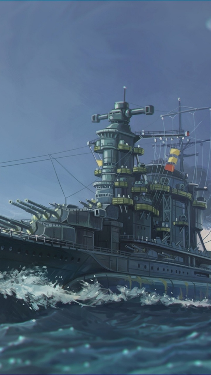 Art, Warship, Digital Art, Painting, Ship. Wallpaper in 720x1280 Resolution