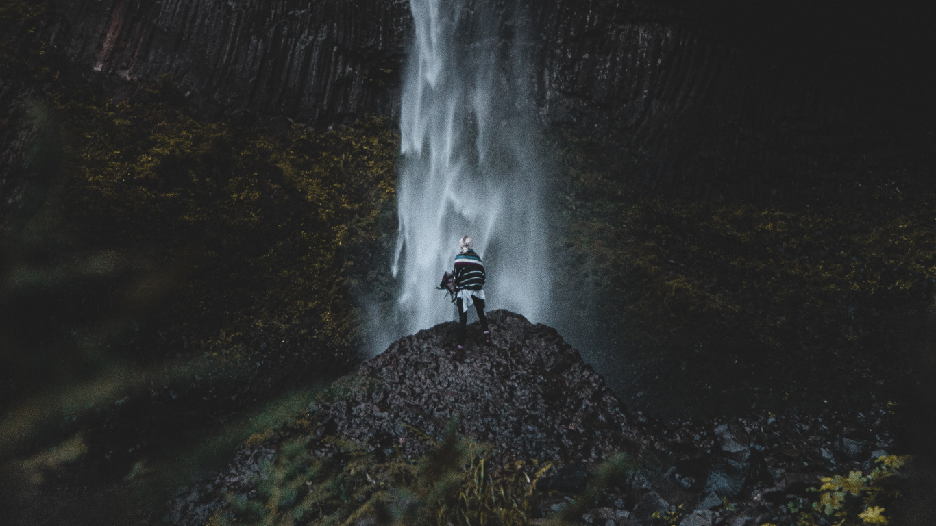 Waterfall, Water, Nature, Water Resources, Natural Landscape. Wallpaper in 1366x768 Resolution