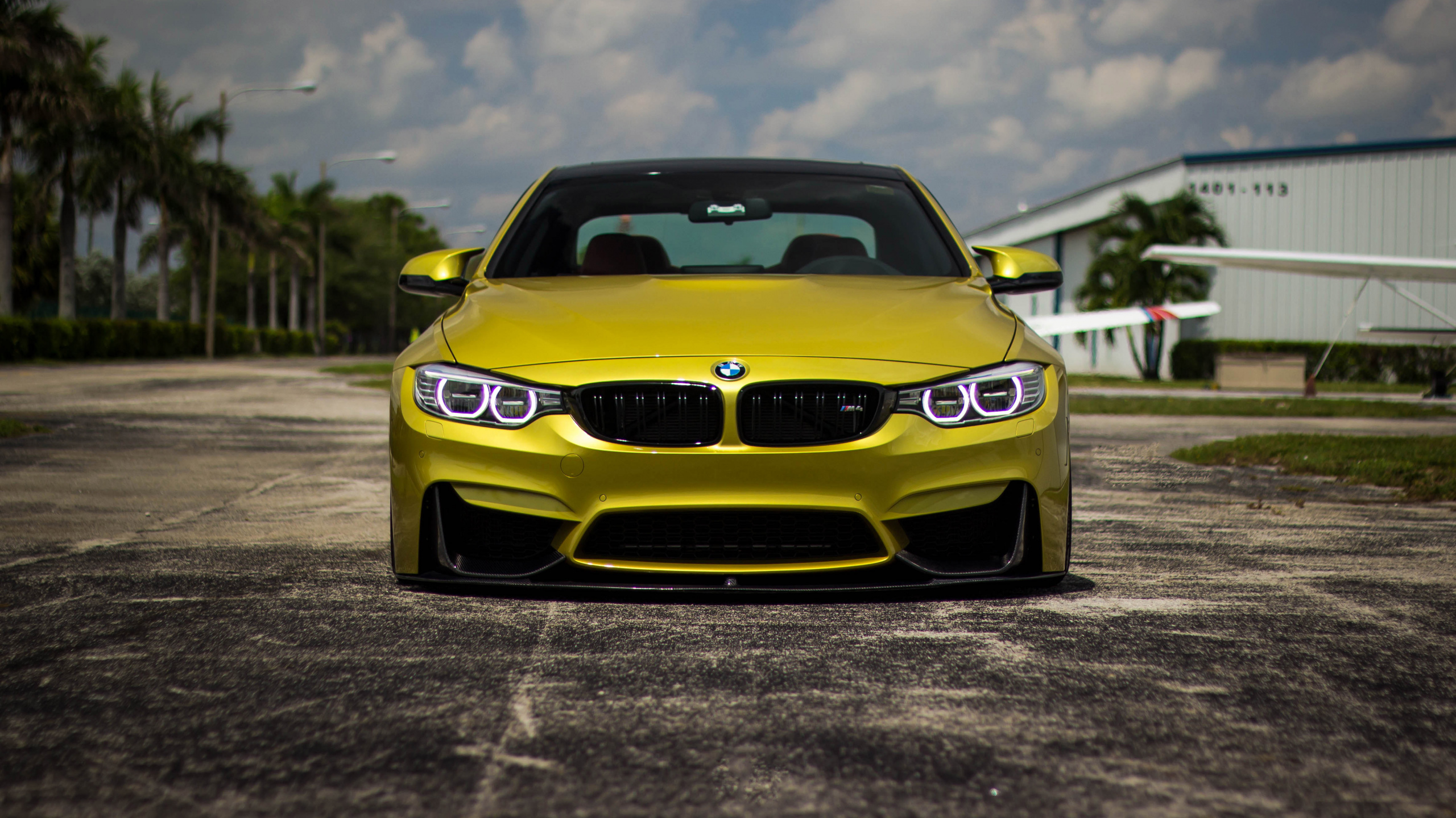 Yellow Bmw m 3 on Road During Daytime. Wallpaper in 2560x1440 Resolution