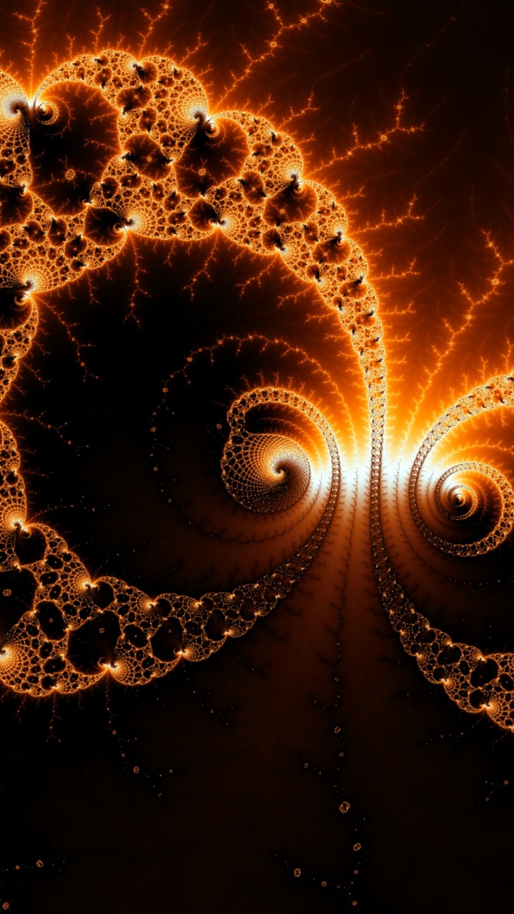 烟火, 分形技术, 黄色的, 空间, 艺术 壁纸 720x1280 允许