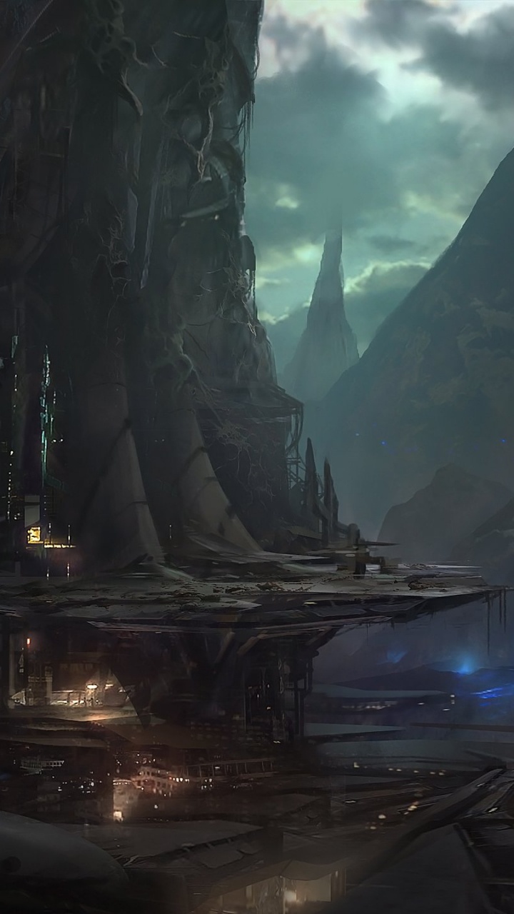 Peinture de Montagne Noir et Gris. Wallpaper in 720x1280 Resolution