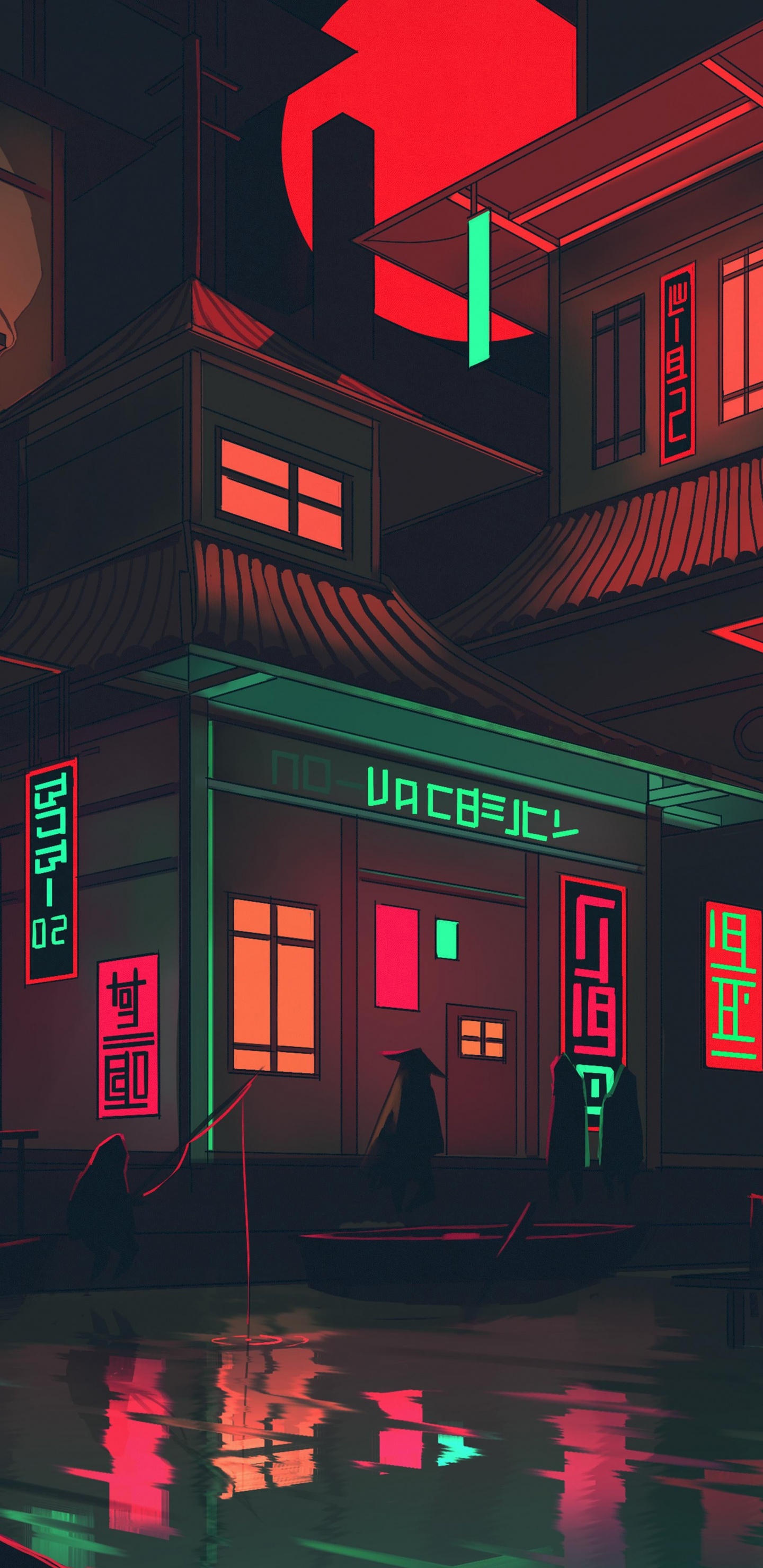 Art, Néon, Bâtiment, Lumière, Fenêtre. Wallpaper in 1440x2960 Resolution