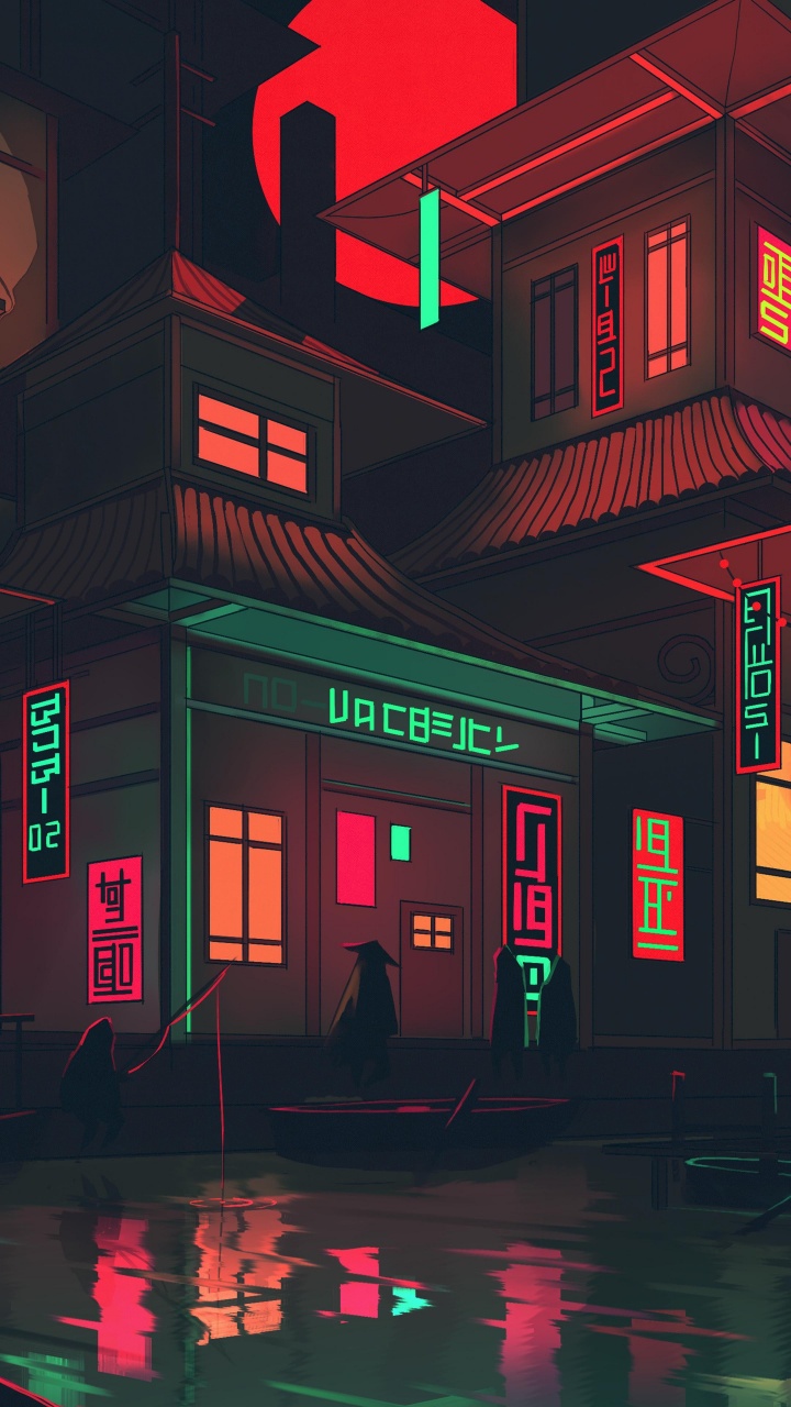 Arte, Neon, Edificio, Luz, Ventana. Wallpaper in 720x1280 Resolution