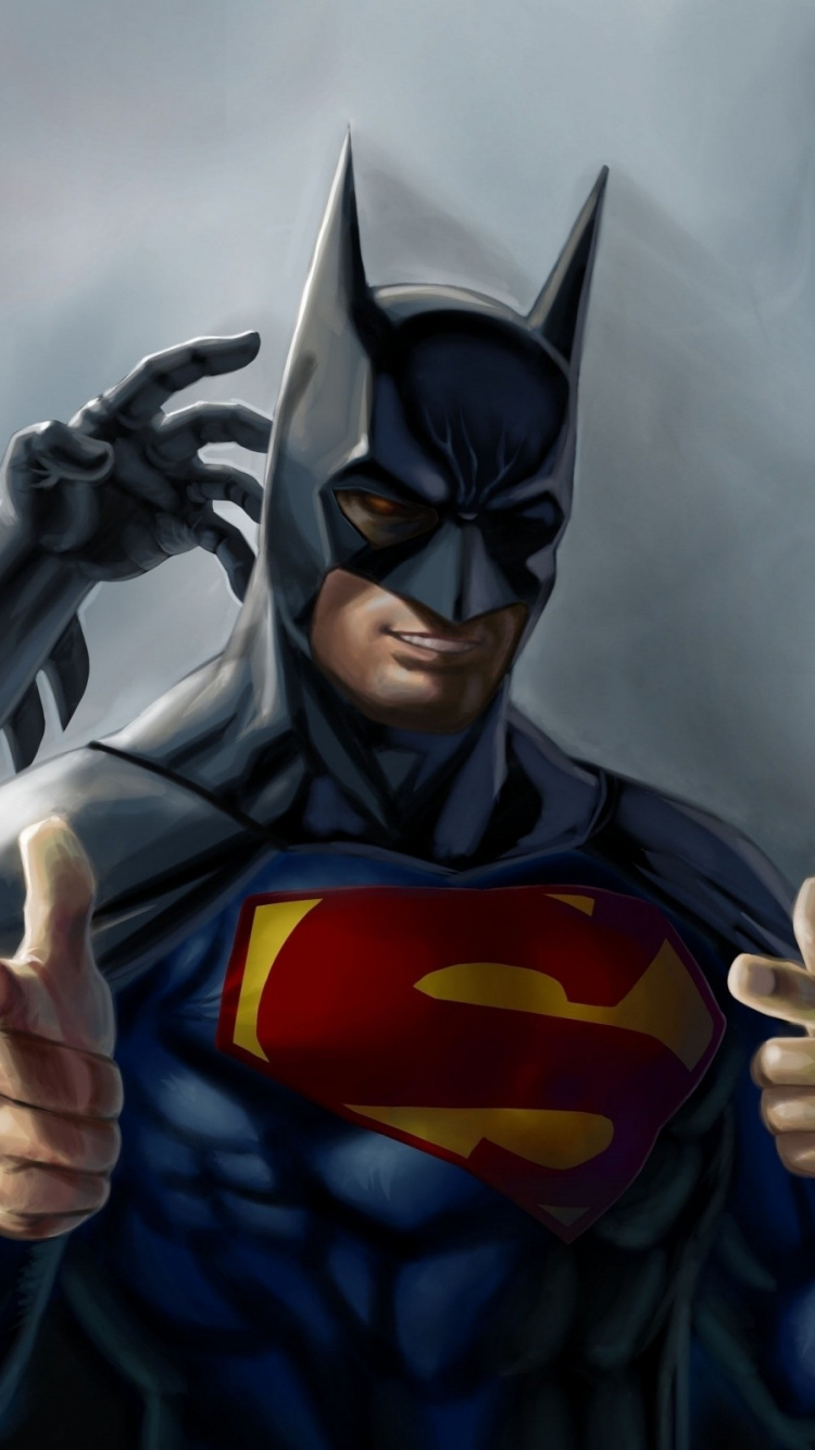 Homme en Costume de Superman Bleu et Rouge. Wallpaper in 750x1334 Resolution