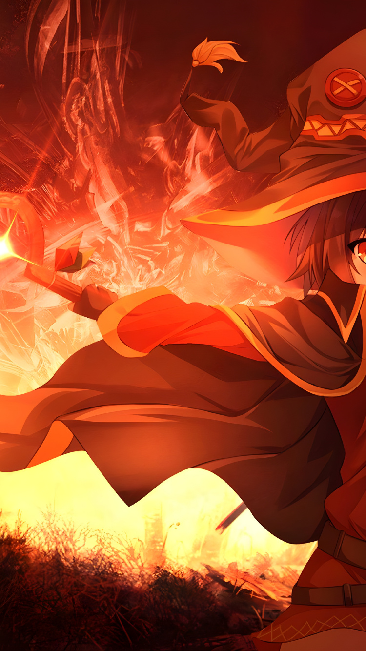 Megumin, KonoSuba, Anime-Kunst, Anime, Cartoon. Wallpaper in 750x1334 Resolution