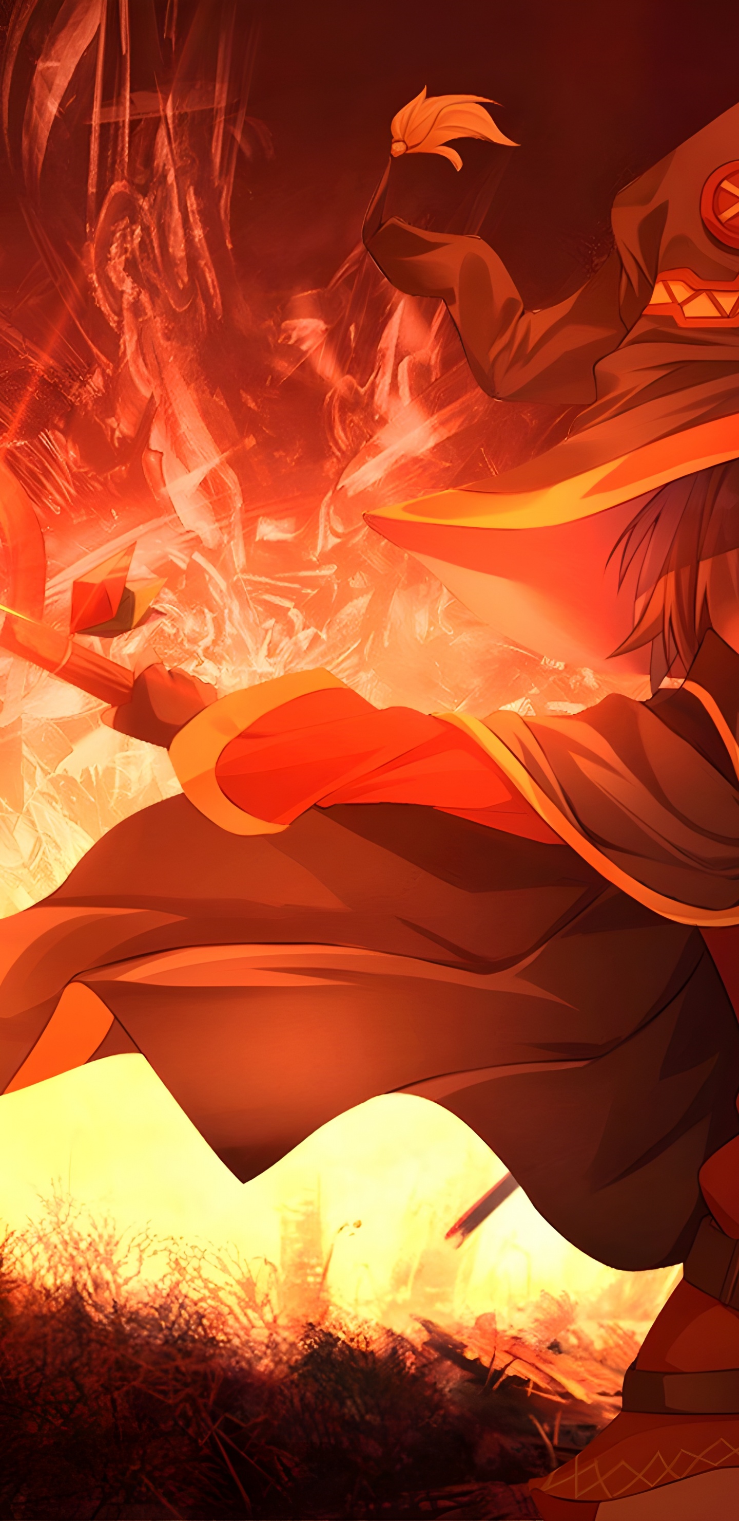 Megumin, KonoSuba, Arte Animado, Anime, Caricatura. Wallpaper in 1440x2960 Resolution