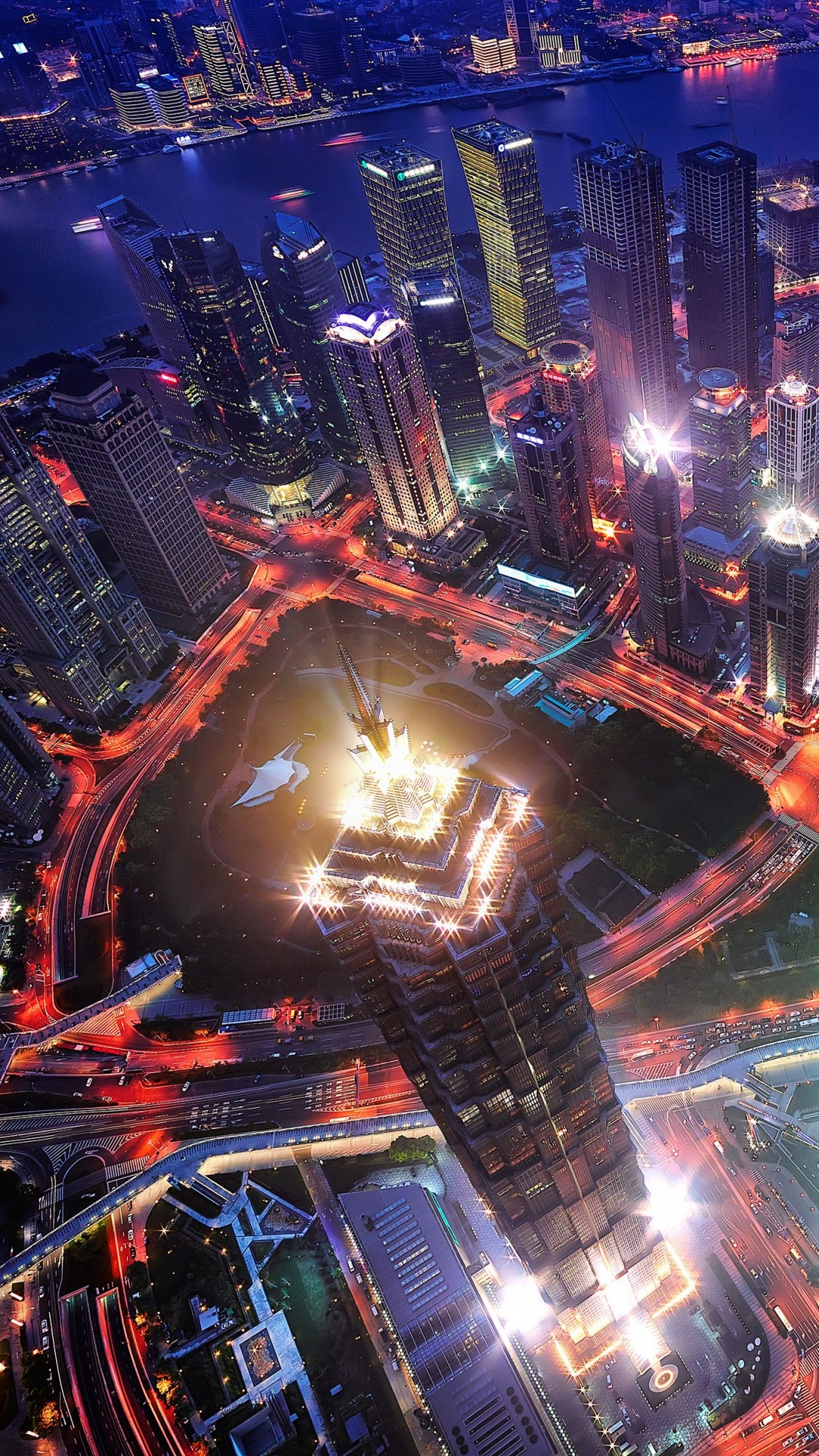 Aerial View of City During Night Time. Wallpaper in 1080x1920 Resolution