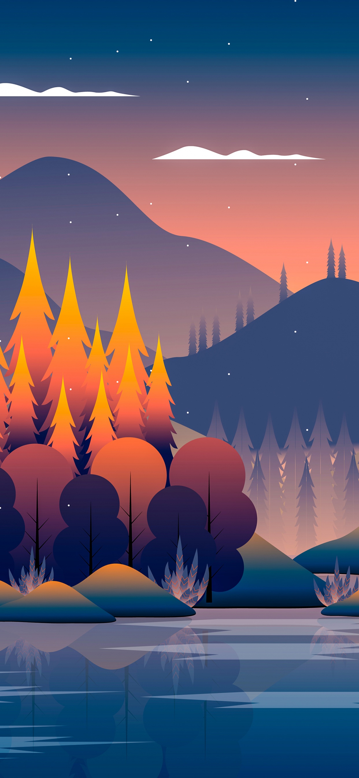 Paysage Minimaliste, Art, Minimalisme, la Peinture de Paysage, Illustration. Wallpaper in 1242x2688 Resolution