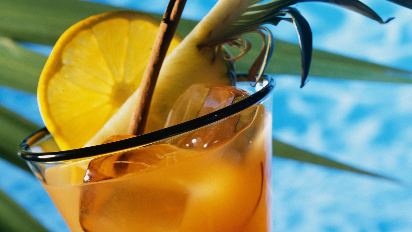 Clear Drinking Glass With Orange Juice. Wallpaper in 1366x768 Resolution