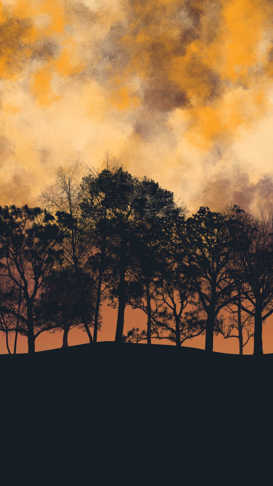 Tree, Nature, Orange, Brown, Dusk. Wallpaper in 1080x1920 Resolution