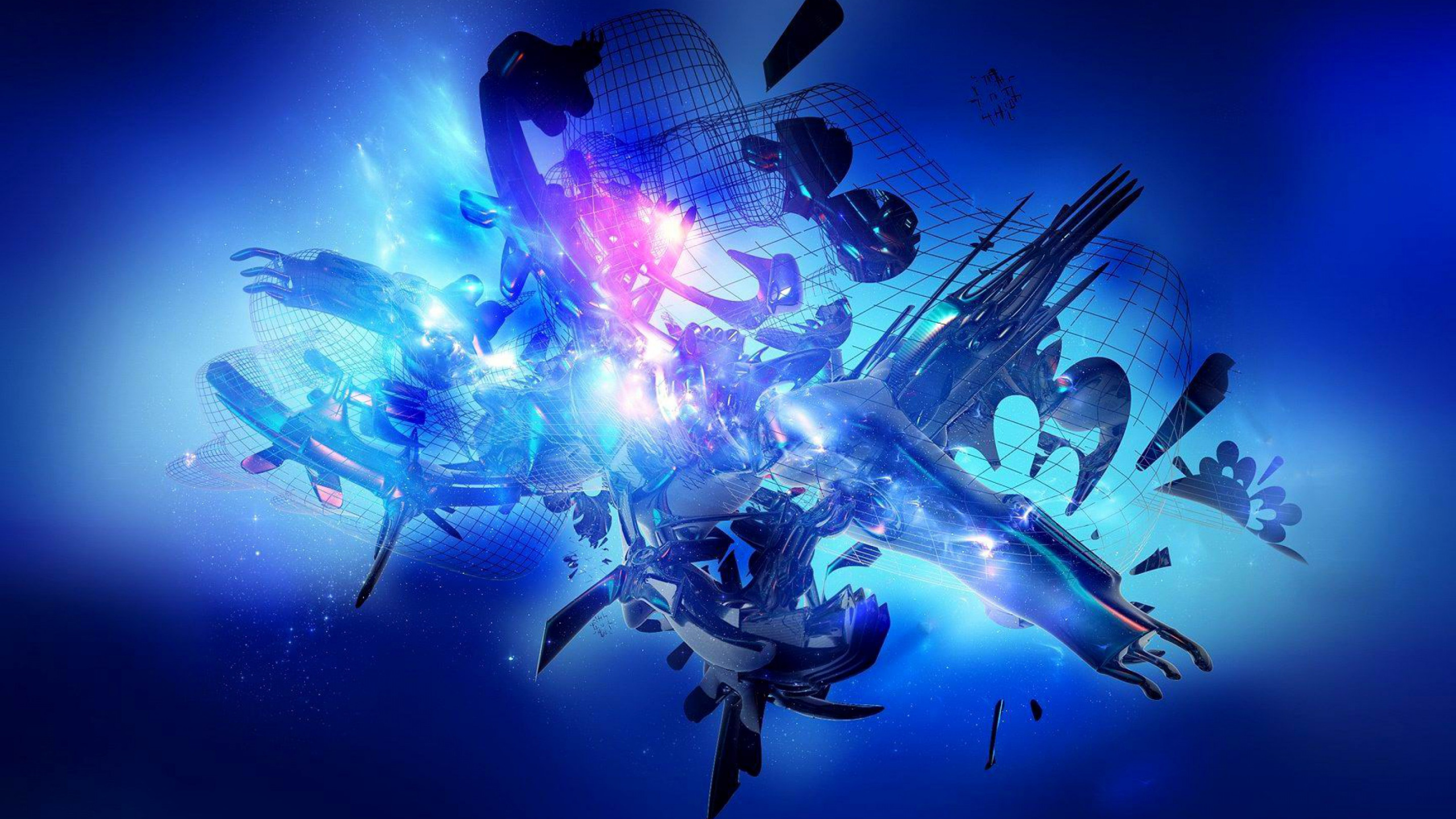 Blue and White Abstract Painting. Wallpaper in 2560x1440 Resolution