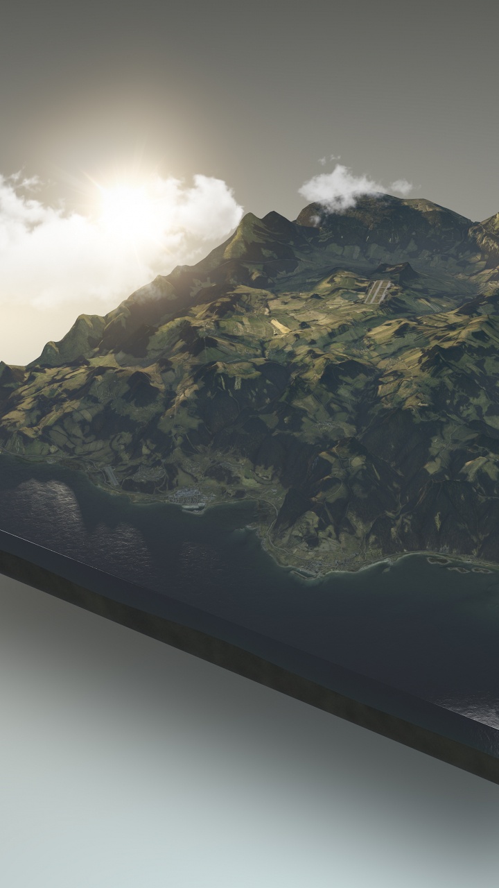 Grüner Und Schwarzer Berg Unter Weißem Himmel. Wallpaper in 720x1280 Resolution