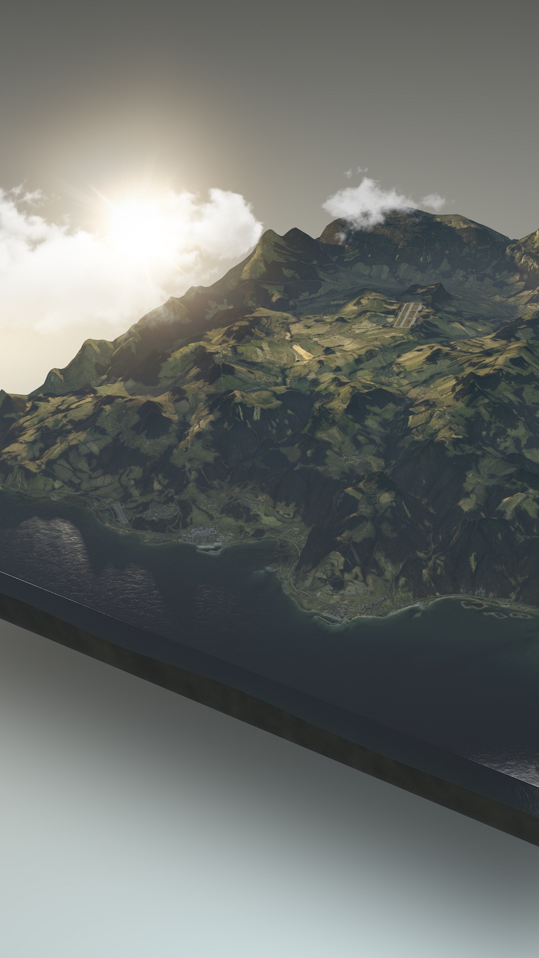 Montagne Verte et Noire Sous Ciel Blanc. Wallpaper in 1080x1920 Resolution