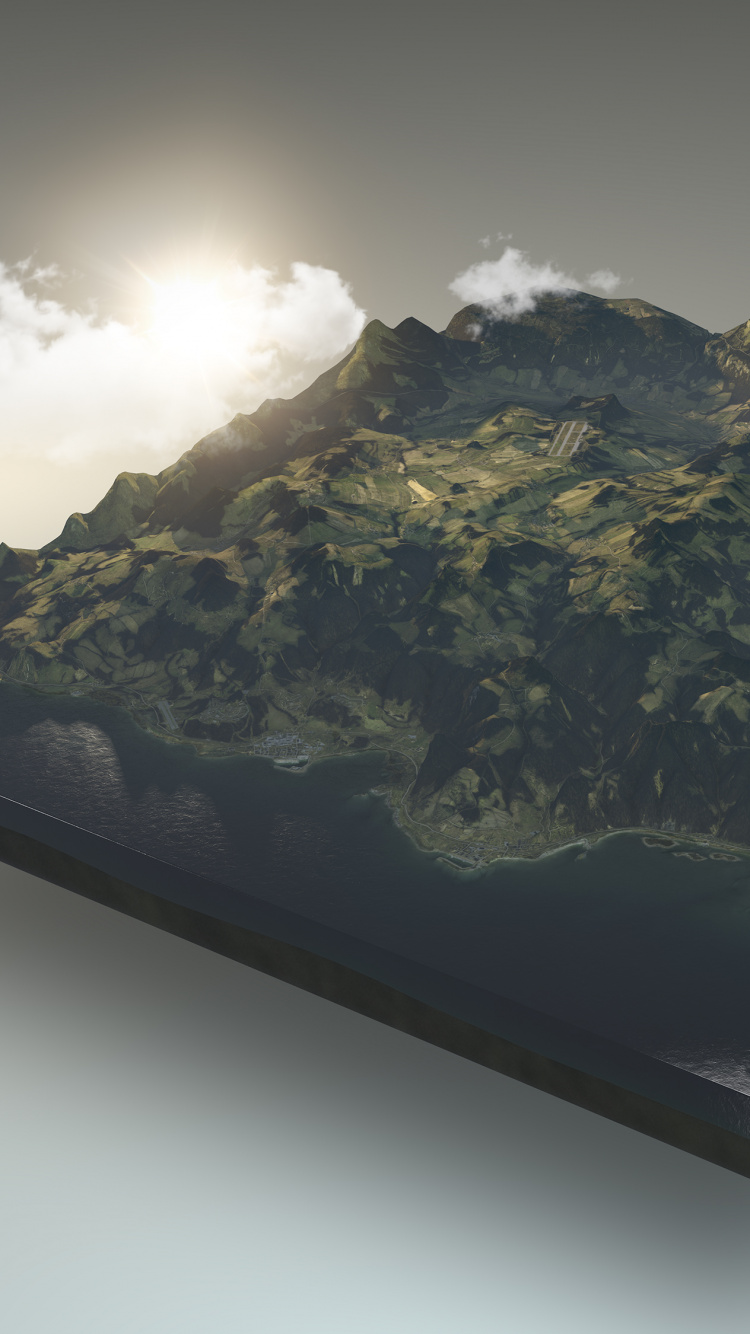 Montagne Verte et Noire Sous Ciel Blanc. Wallpaper in 750x1334 Resolution