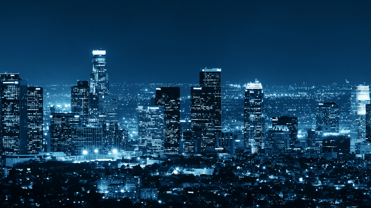 Skyline Der Stadt Bei Nacht Night. Wallpaper in 1280x720 Resolution