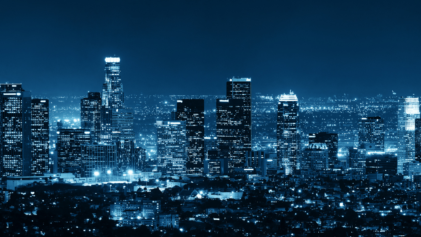 Skyline Der Stadt Bei Nacht Night. Wallpaper in 1366x768 Resolution