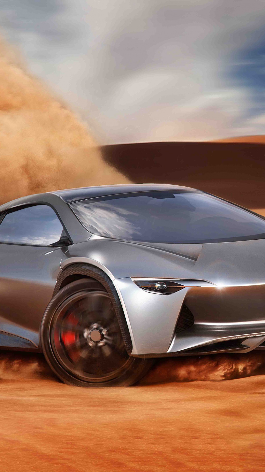 Black Lamborghini Aventador on Brown Sand. Wallpaper in 1080x1920 Resolution